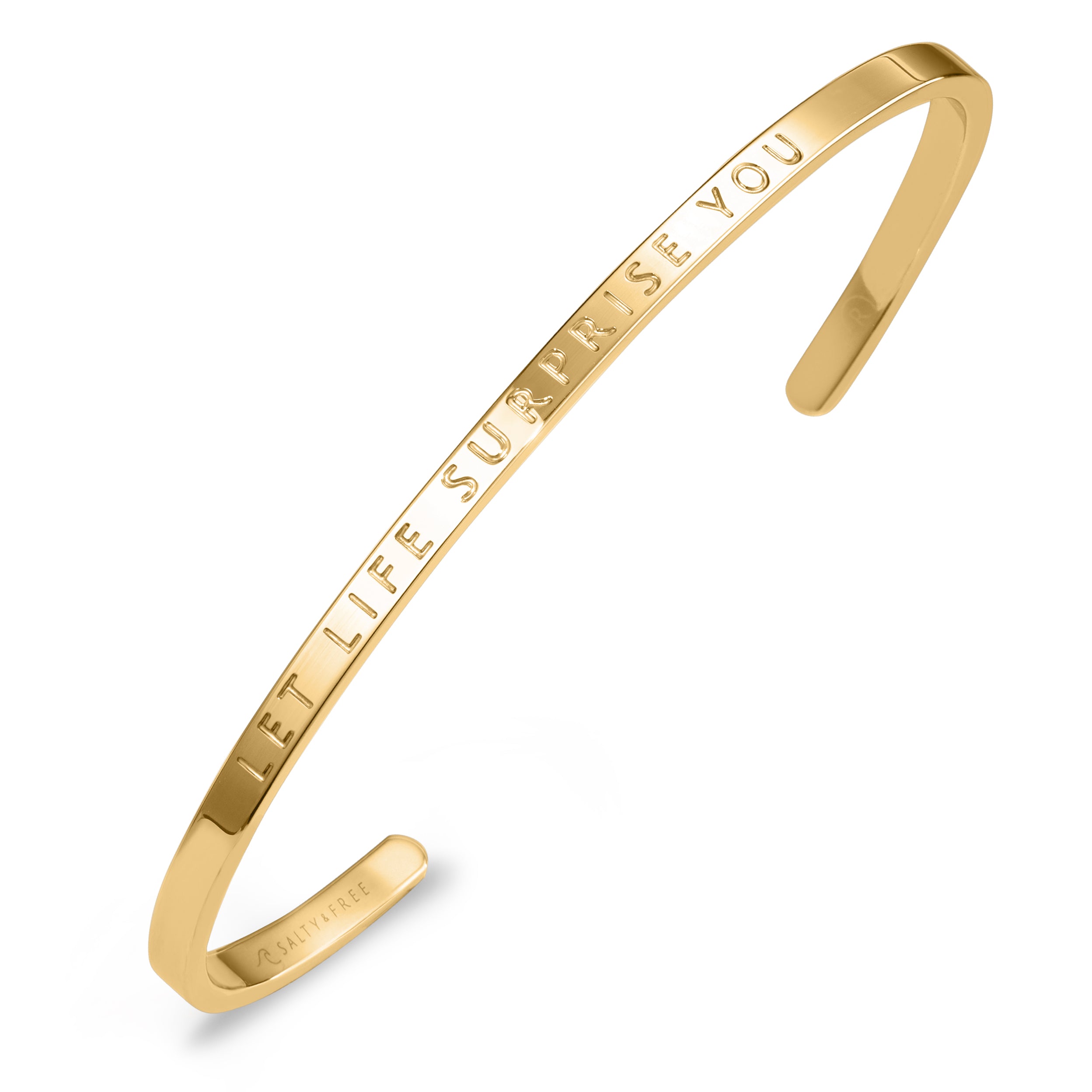 Mantra Cuff LET LIFE SURPRISE YOU | Gold Bracelet | Salty & Free Jewelry