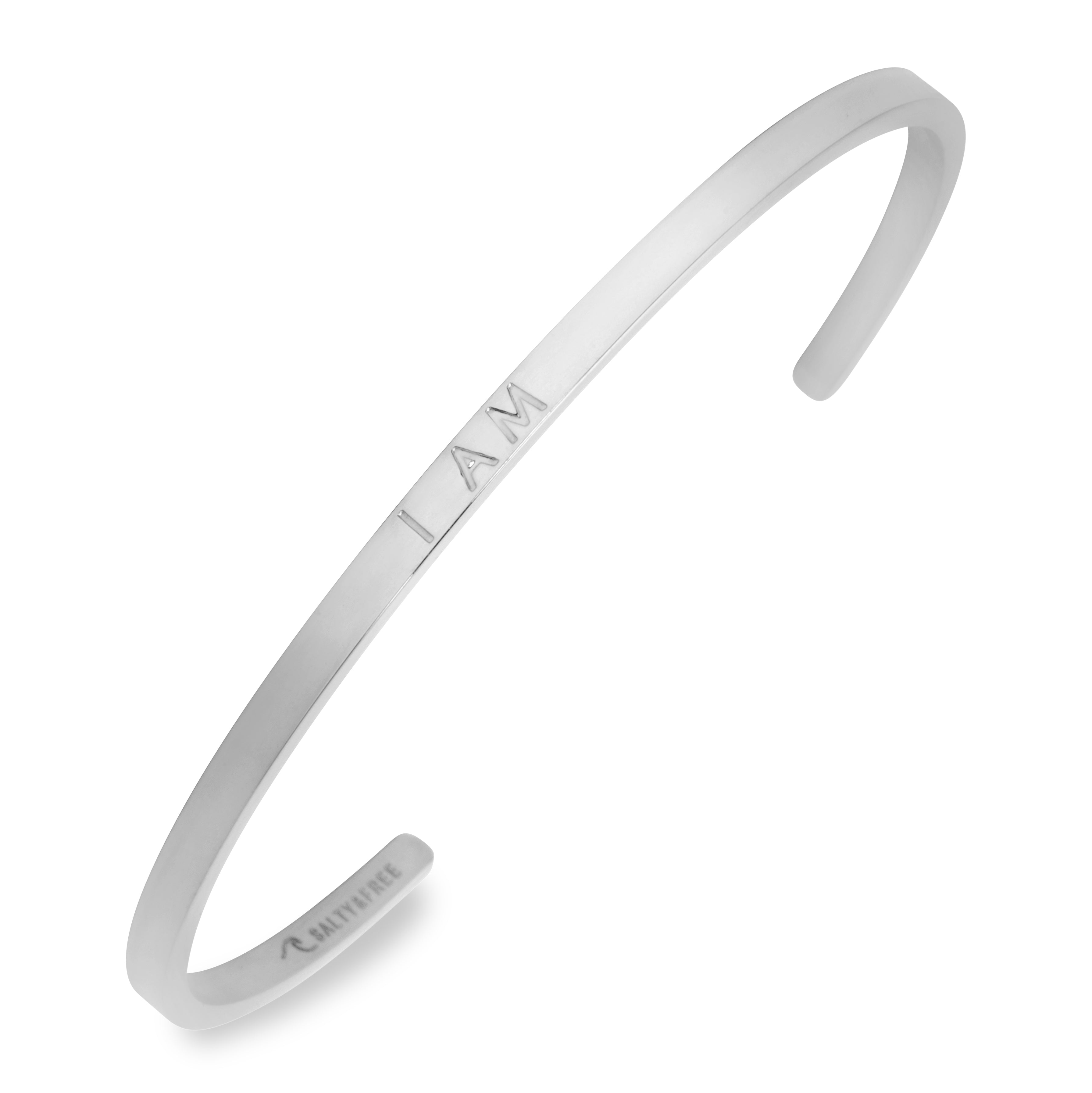 Mantra Cuff I AM Message Silver Jewelry