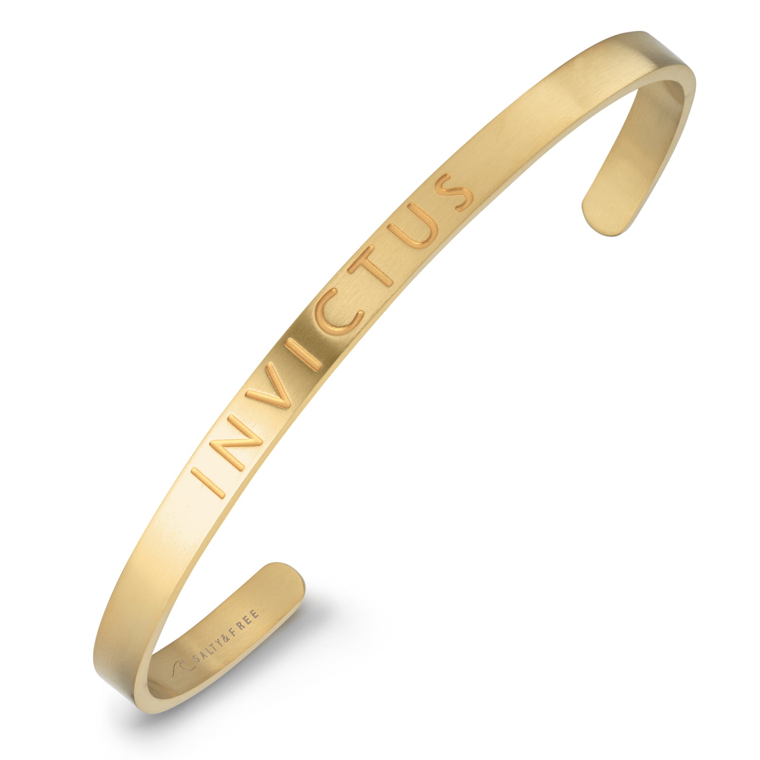 Gold Mantra Cuff Invictus | Salty & Free Jewelry