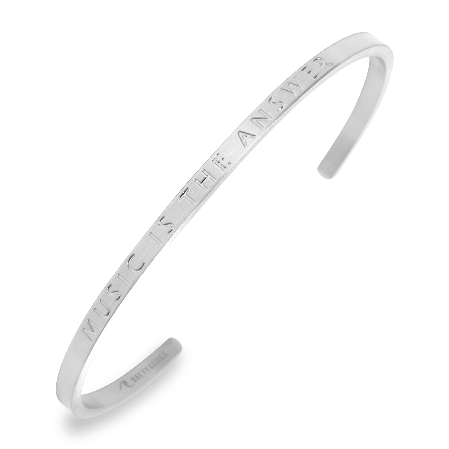 Mantra Cuff MUSIC IS THE ANSWER | Silver Cuff Bracelet | Salty & Free Jewelry
