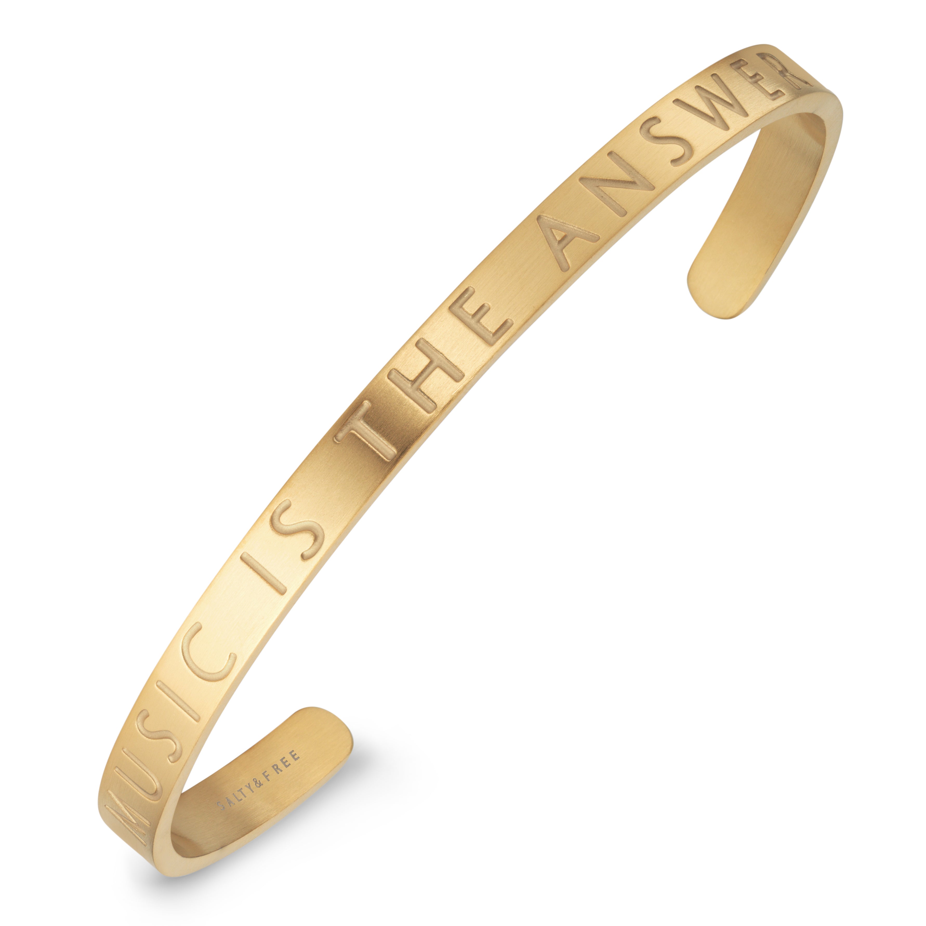 Mantra Cuff MUSIC IS THE ANSWER | Gold Trending Bracelets | Salty & Free Jewelry