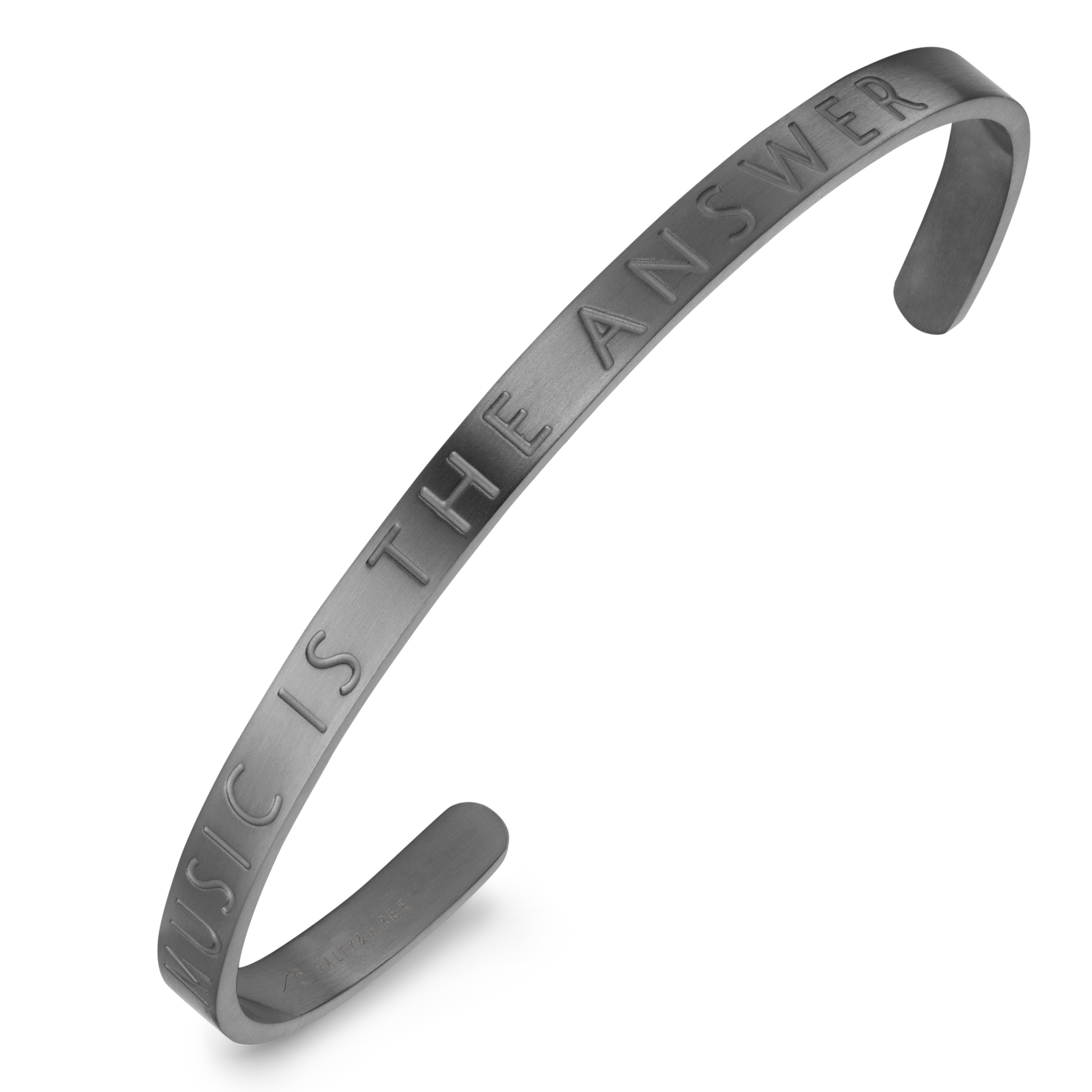 Mantra Cuff MUSIC IS THE ANSWER | Moongrey mat Bracelet | Salty & Free Jewelry