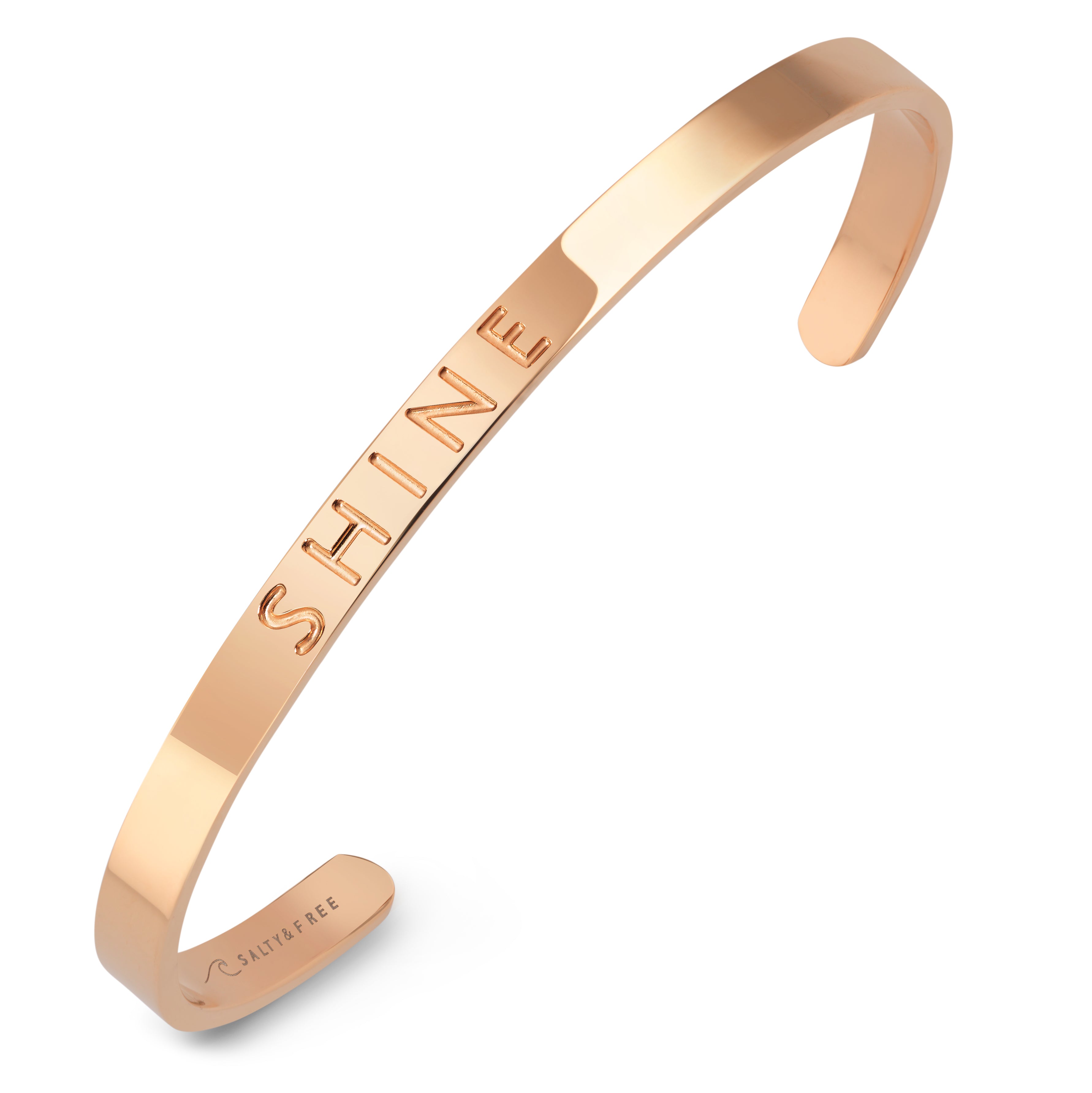 Mantra Cuff Shine | Engraved gold Bracelet | Salty & Free Jewelry