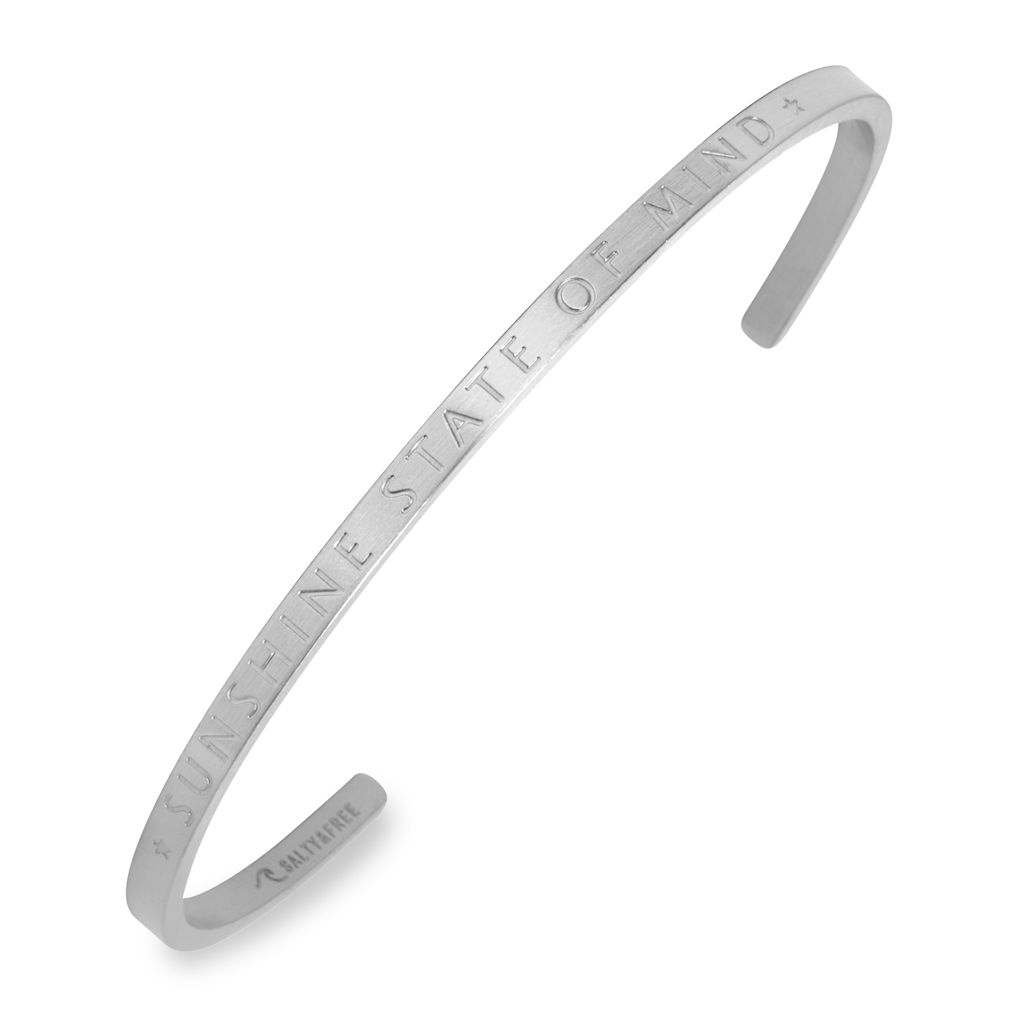 Mantra Cuff Sunshine State of Mind | Silver Bracelet | Salty & Free Jewelry