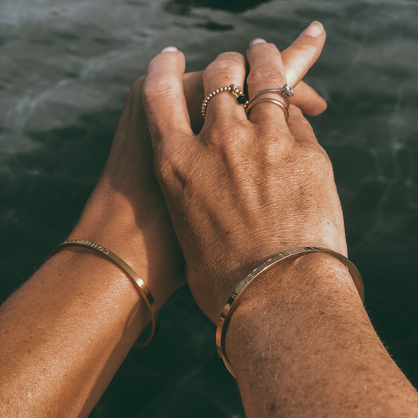 Gold matte CONNECTED Mantra Cuffs