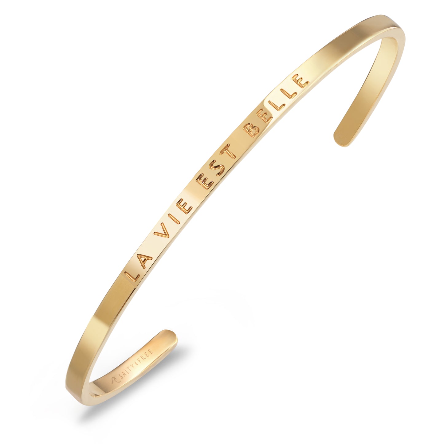 Mantra Cuff LA VIE EST BELLE | Engraved Bracelet | Salty & Free Jewelry