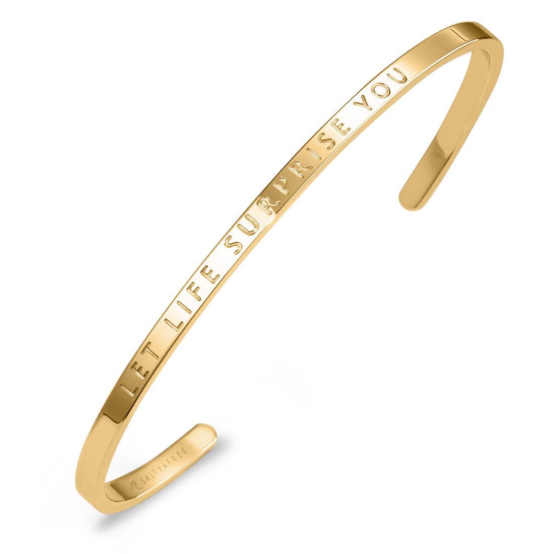 Mantra Cuff LET LIFE SURPRISE YOU | Gold Bracelet | Salty &amp; Free Jewelry