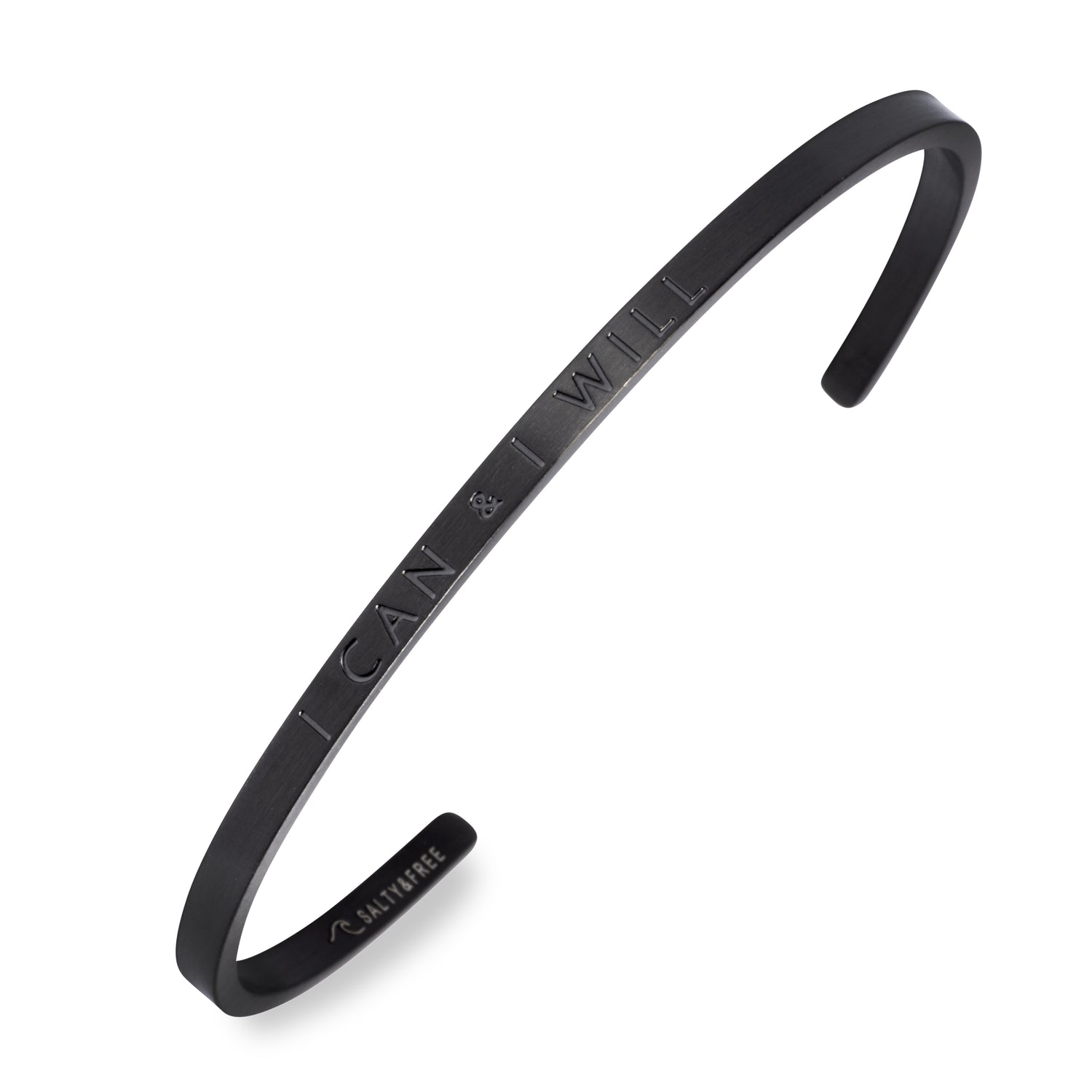 Mantra Cuff I Can &amp; I Will Black Bracelet 