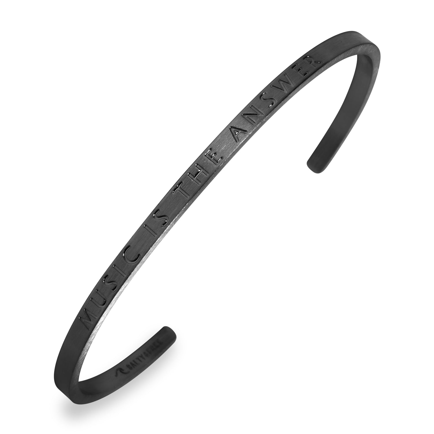 Mantra Cuff MUSIC IS THE ANSWER | Moongrey mat Cuff Bracelet | Salty &amp; Free Jewelry 