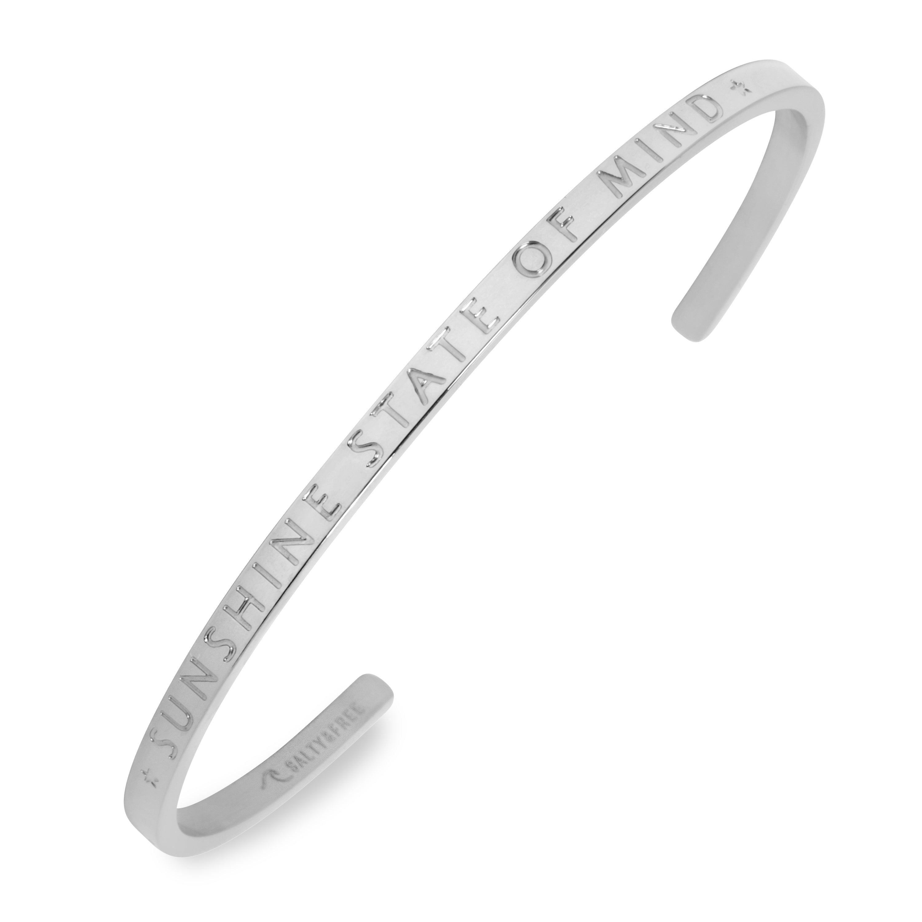 Mantra Cuff Sunshine State of Mind | Silver Engraved Bracelet | Salty &amp; Free Jewelry