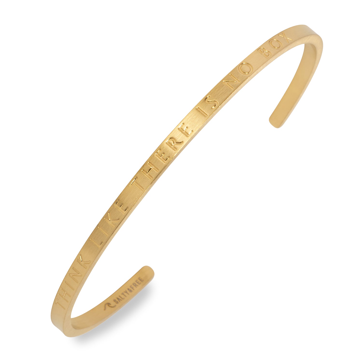 Mantra Cuff Think Like There is no Box Gold | Salty &amp; Free Jewelry 