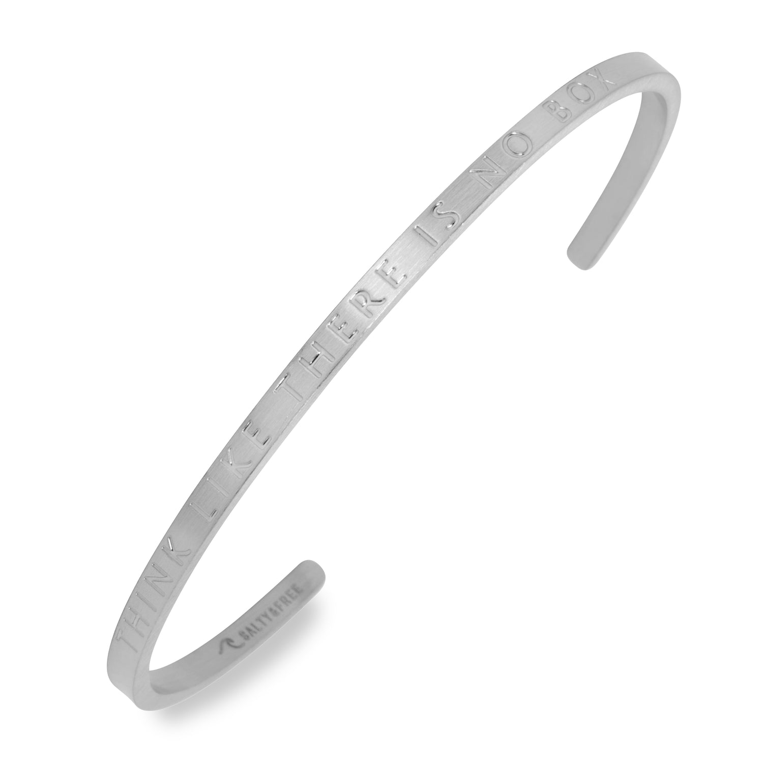 Mantra Cuff Think Like There is no Box Silver Mat | Salty &amp; Free Jewelry 