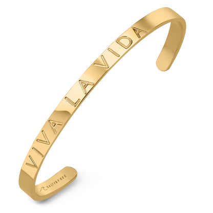 Mantra Cuff Viva la vida | Gold Bracelet | Salty & Free Jewelry