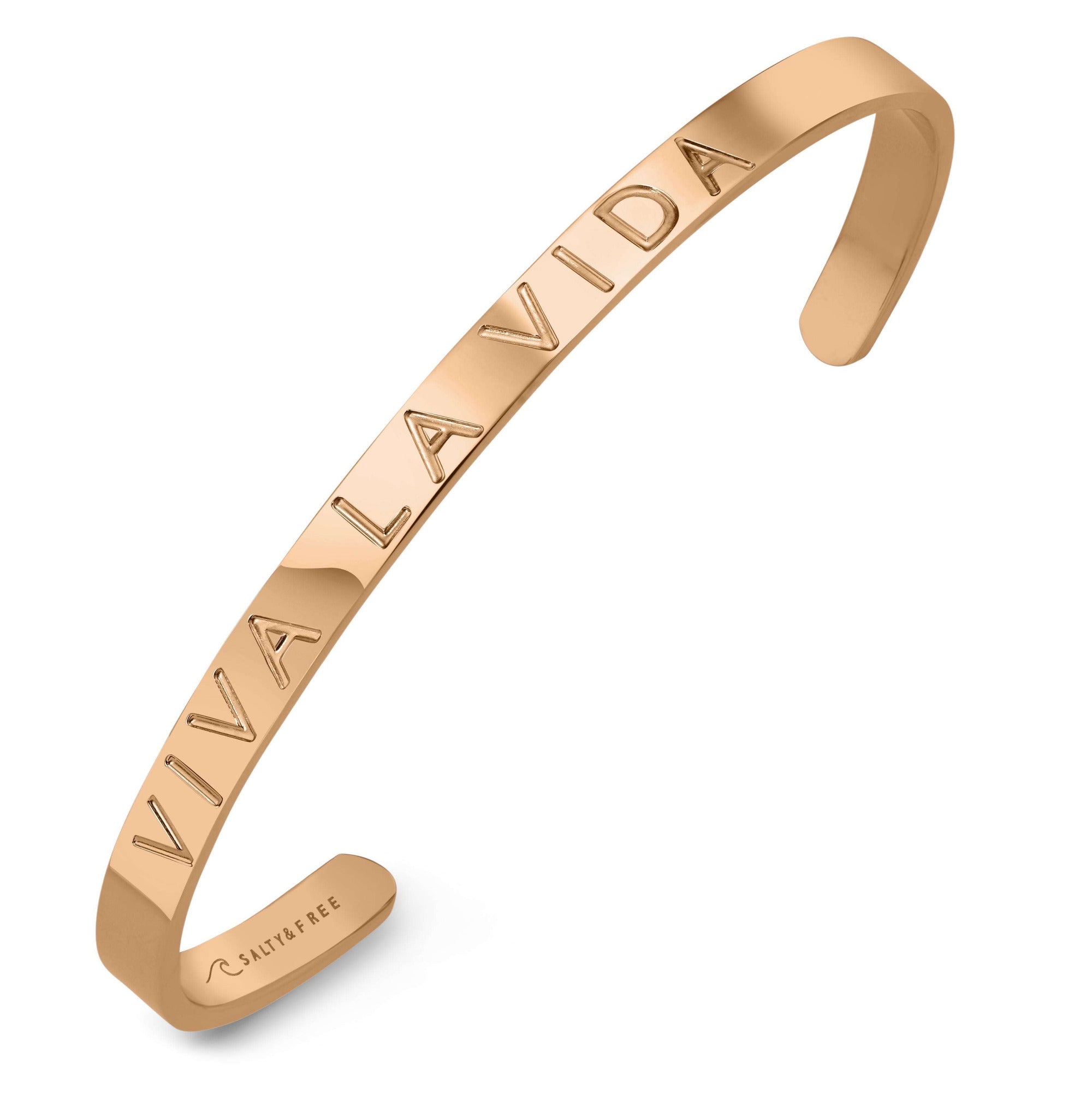 Mantra Cuff Viva la vida | Rosegold Bracelet | Salty &amp; Free Jewelry